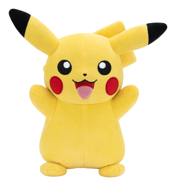 Plush toy of Pikachu on a white background