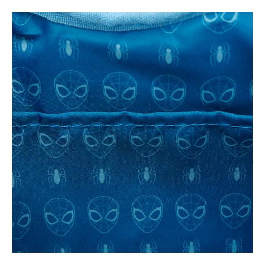 Blue fabric with spiderman logo pattern