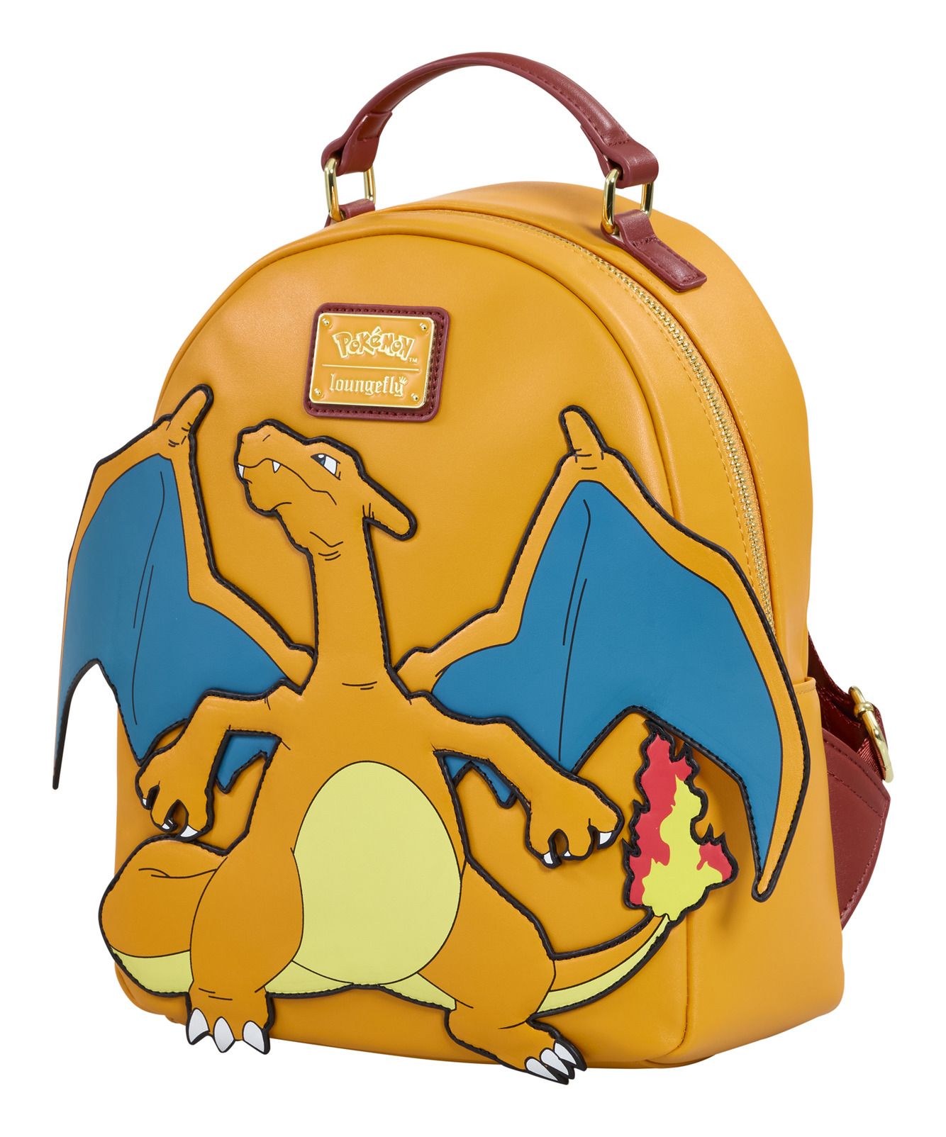 Backpack with Charizard design on a white background