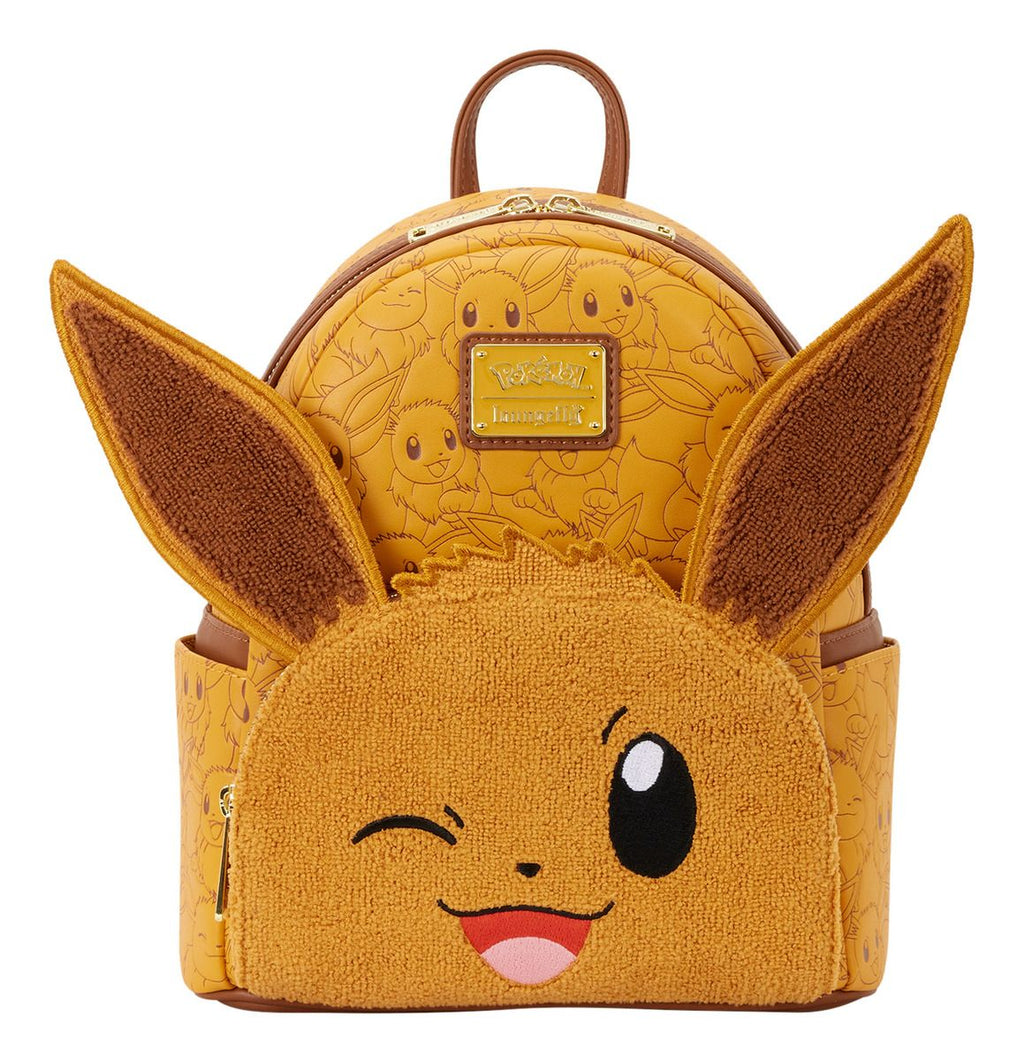 Loungefly backpack with Eevee design and ears on a white background