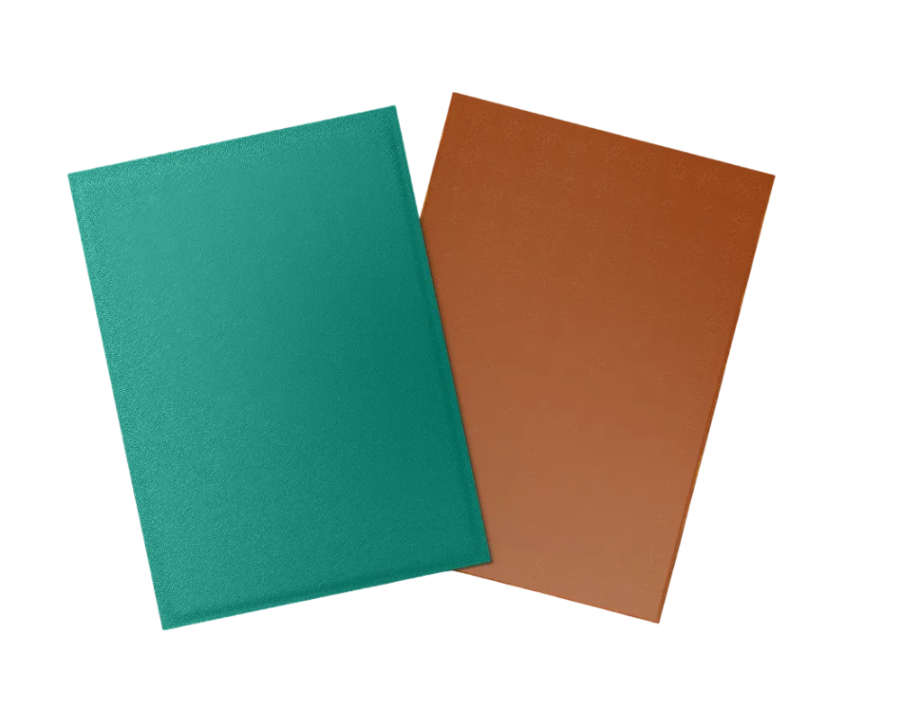 Teal Power and copper-orange Dragon Shield sleeve backs showing the Dual Matte colours