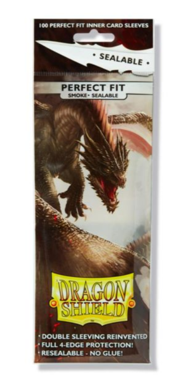 Dragon Shield Standard Perfect Fit Sealable Sleeves - Smoke (100 Sleeves)